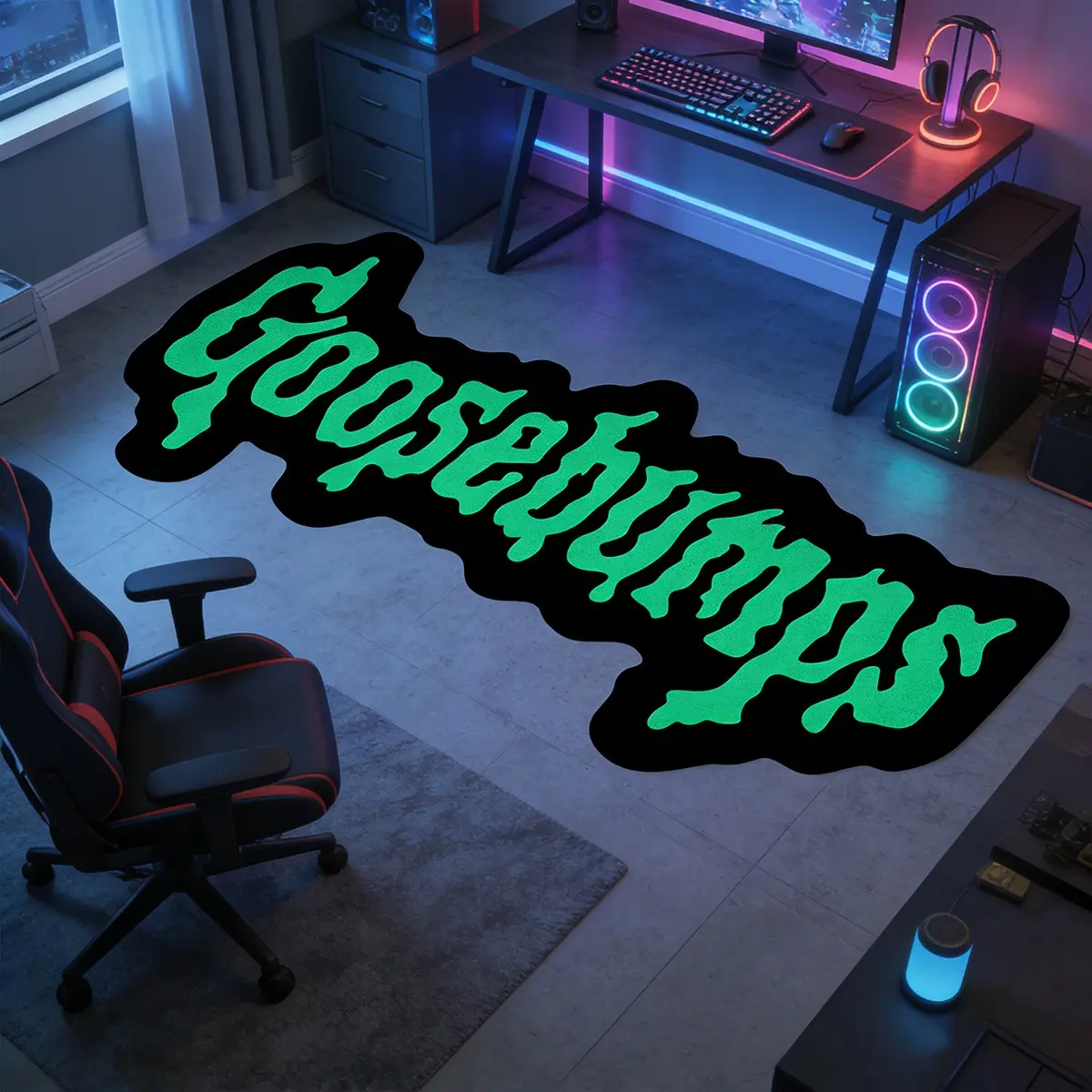 Goosebps Goosebumps Plush Rug, Dark Style Gaming Room Living Room Mat, Horror Movie Peripheral Decoration Blanket, Decorative Rug