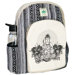 Himalayan Hemp Buddha Printed Backpack Everyday Bag Day Bag For Adults Unisex With Laptop Compartment Upto 16 inch