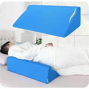 Bed Wedge Pillow for Sleeping Seniors Post Surgery Incline Bedsore Pressure Relief Cushion for Butt Lifting Patient Turning Triangle Foam Wedge for Bed Positioning Body Back Support Blue
