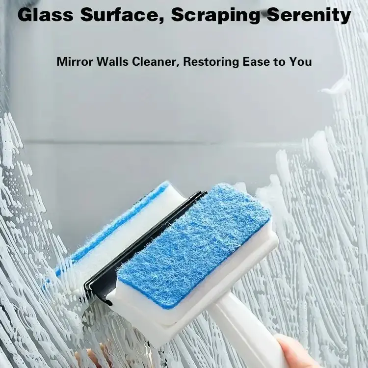 [Multi-purpose cleaning sponge brush], multi-purpose double-sided wiper for Windows, mirrors and tiles - plastic hand-held glass cleaning tool with soft wiper and wiper