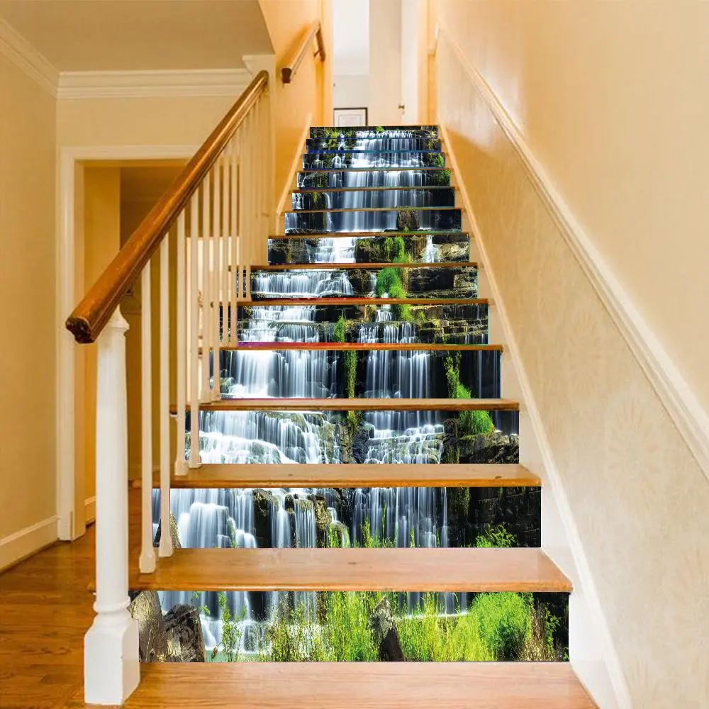 Stair sticker, tile sticker, Peel and paste stair sticker vinyl strip sticker sticker sticker waterproof Waterproof Decal removable wall sticker 100cm * 18cm * 13pcs/1 set, Decorative Wall Sticker