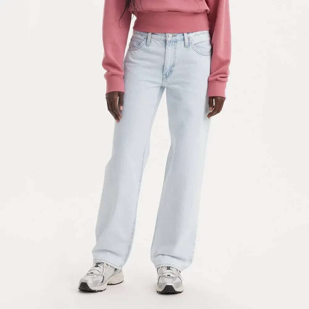 Levi's Women's Mid-Rise Straight Leg Jeans - Women's Bottoms Clothes, Garment with Zipper and Button Closures