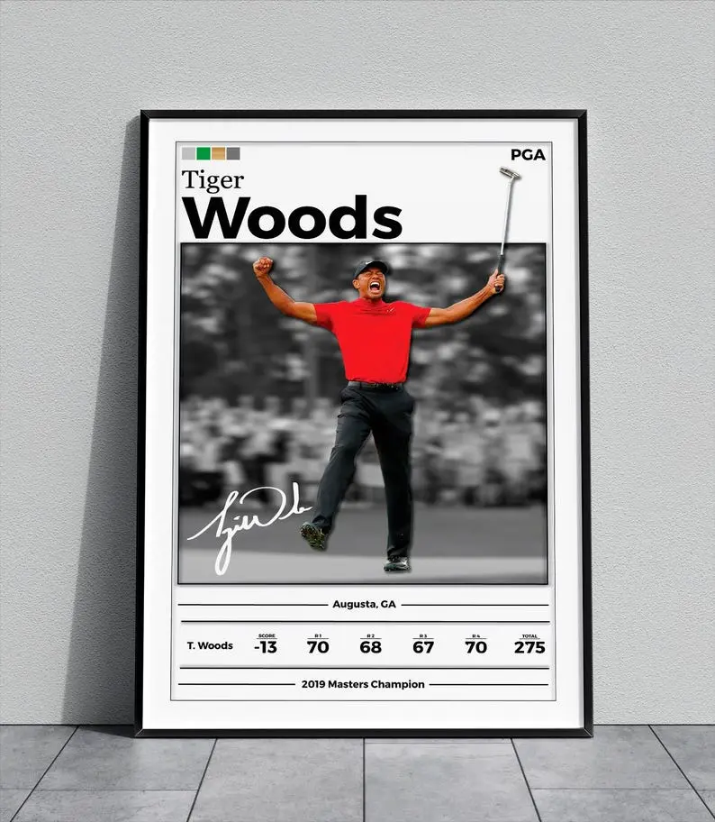 Tiger Woods Poster | Golf Gift | Man Cave |  Print | Sports Wall Art | Wall Poster | Gift For Him |  Poster