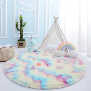 Lochas Round Rug for Bedroom,Super Fluffy Circle Rugs for Baby Nursery,Furry Carpet for Children Kids Room,Cute Soft Shaggy Area Rug for Girls Home Decor For Dorm Non-slip