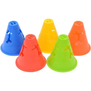 3 Inch Plastic Windproof Slalom Cones Inline Roller Skating Cones Pile Cup Roadblocks Traffic Road Cones Set with Holes for Skate Practice