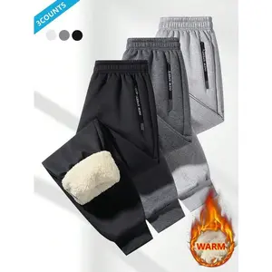 men's casual wool pants with leg tie design and zipper pockets, lined with thick cashmere, warm and comfortable to wear, both warm and comfortable. Men's Clothing Beige Simple Sports Pants Men's Pants Menswear Trouser