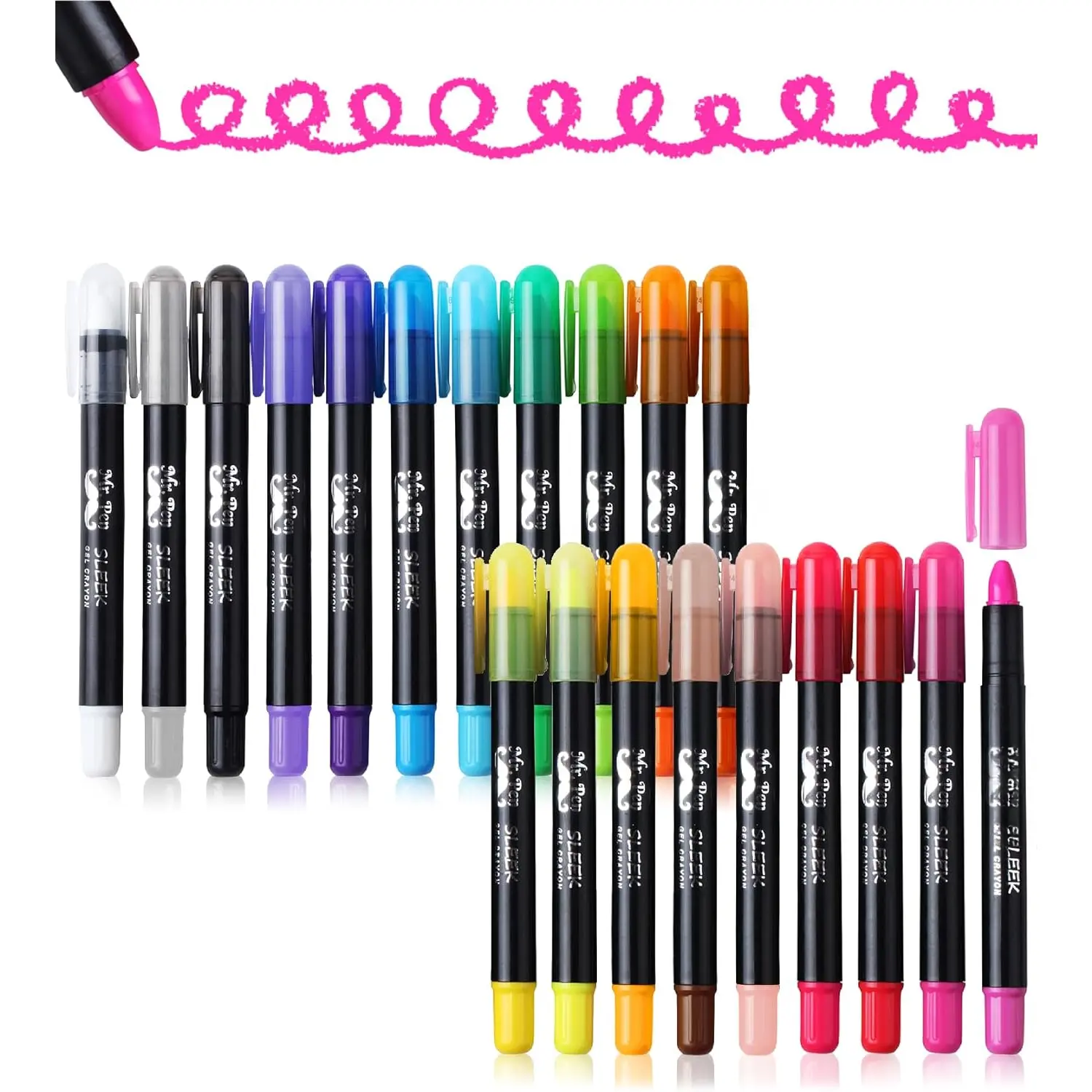 Washable Gel Crayons, 20 Pack, Twistable, ,  & Adult Coloring Crayons