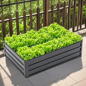 4x3x1ft Metal Raised Garden Bed,Deep Root Outdoor Galvanized Planter Box,Patio Kit Planting Beds for Vegetables Flowers Herb,Black