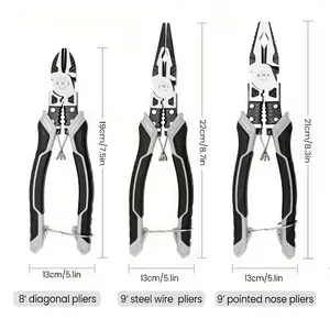 3pcs Industrial Grade Steel Wire Pliers, High Hardness Universal Electrical Pliers, Comprehensive Multi-functional Pliers