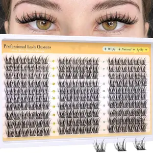 Natural Fluttering Eyelash Clusters, Wispy Lash Clusters, Fluffy Eyelash Clusters, Anime Style Lashes, Volume-Focused C-Curl Individual Lash Extensions, DIY Home Application, 11-13mm, 180 Pieces