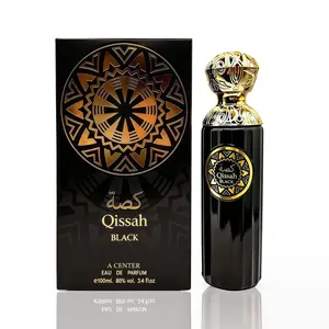 Qissah Black Eau de Parfum for Men 3.4 Fl Oz | Long Lasting Citrus Woody Fragrance | Elegant Glass Spray Bottle | Cologne