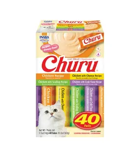 Inaba Churu Creamy, Lickable Wet Cat Treats, 0.5 oz, 40 Tubes, Chicken Variety