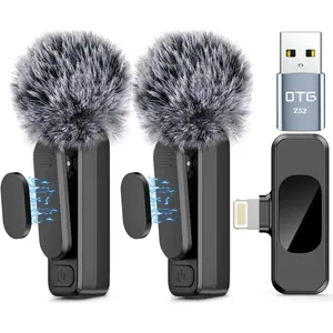 Wireless Lavalier Microphone for iPhone iPad,MacBook,Mini Mic with Noise Reduction,Lightning Microphone for Video Vlog,,YouTube,Interviews,Live Streaming,2 Pack(for iPhone 14 and Below)