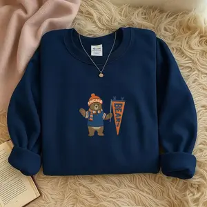 Embroidered Game Day Bear Sweatshirt, Football Fan Sports Gift, Unisex Chicago Football Supporters