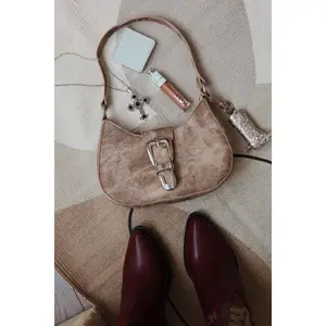 Brynn Buckle Strap Shoulder Bag - Nude