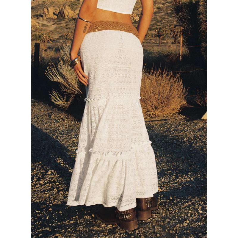 Buttacupe Lace Maxi Skirt White