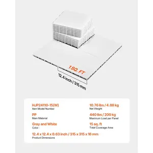 VEVOR Dryland Tiles for Hockey Floor Mat, 12 x 12 in 15 Pcs Interlocking Versatile Training Surface, Dance Floor Tiles, Hockey Training Equipment Board for Shooting (Ash Gray, 15 sq.ft/Box