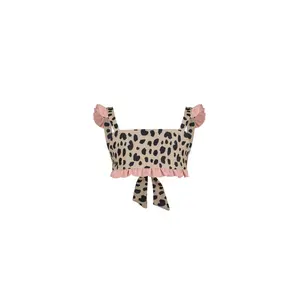 ruffle bandeau top (leopard/ribbed blush)