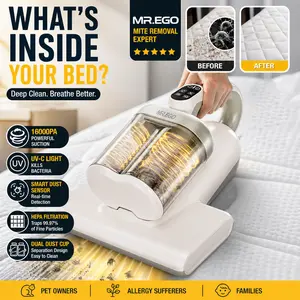 【Mother’s Day Gift】MR.EGO Mattress Vacuum Cleaner – Deep Clean Your Bed & Sofa, Powerful Suction with UV Light & HEPA Filter, Removes Hidden Dust & Debris