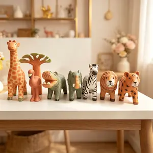 8Pcs Resin Animal Figurine Collection, Full Set of Wildlife Statue Ornaments, Exquisite Craft Detailed Animal Sculptures, Home Desktop Decor, Perfect Gift for Animal Lovers, Bedroom Living Room & Office Decoration