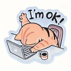 A "I'M Fine" Cat Sticker - Glossy Hollow Design, Suitable for Laptops, Water Bottles, And Phones - Durable Accessory And Gift, Notebook Decoration