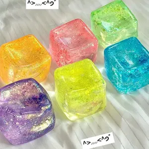 1/2/3P Maltose Cube Stress Squishy Toy Decompression Vent Ice Cube Anti Stress Slow Rebound Polar Light Colorful Squeeze TPR Toy