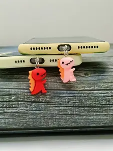 Dinosaur Resin Dust Plug for iOS Lightning/Type-C, Cartoon Pattern Mobile Phone Accessory, Cell Phone Charm, Casual Style, All Seasons Use, Phone Decoration