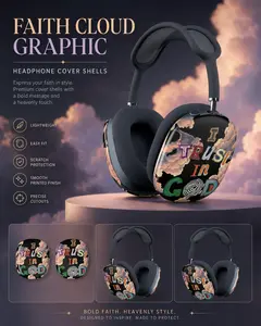 Faith Cloud Graphic Headphone Cover Shells Compatible with AirPods Max, Glossy “I Trust in God” Protective Ear Cup Covers