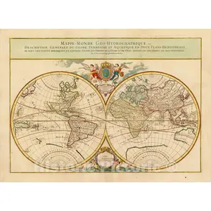 World Map: Geo-Hydrographic (1719) - Historical Map Print