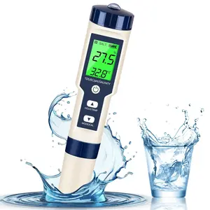 5-in-1 Digital Water Tester, PH Temp EC TDS Salinity Meter with LCD Backlit, Water Testing Kits for Drinking Water, Wine, Swimming Pool, Hot Tub Spas