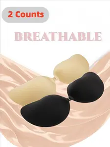 1/2/4 Counts Women’s Invisible Silicone Breast Pasties, Self Adhesive Push Up Lift Nipple Covers, Ultra Thin Comfortable & Breathable Design, Skin Friendly Reusable Sticky Bras, Enhancing Coverage & Natural Lift, Ideal For Daily Wear, Parties, Weddings