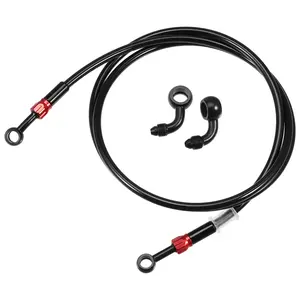 Brake Hose AN3 28 90 Degree M10 Motorcycle Hydraulic Brake Line Oil Hose Pipe Fitting for ATV Motorcycle Motocross Racing Bike 160cm Black 1Set