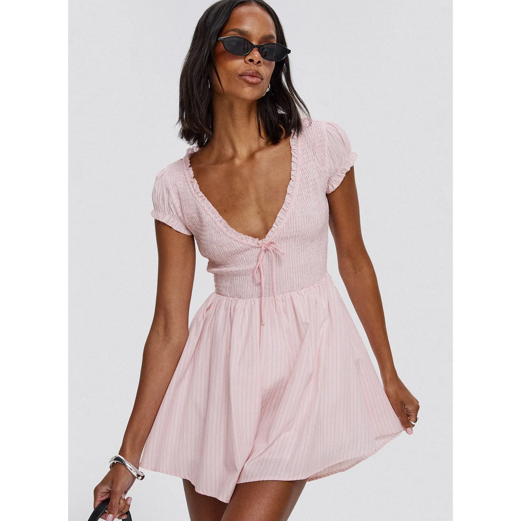 Wescott Stripe Playsuit Pink / White