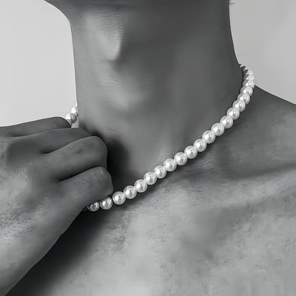 1pc Vintage Simple Faux Pearl Beaded Necklace, For Men Women