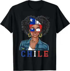 100%cotton Chilean Flag Souvenirs Woman Uniform Girl Hat Chile T-Shirt