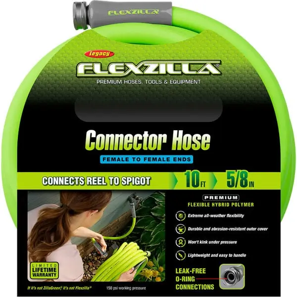 Legacy B3165413 Zilla Flexzilla Lead-In Garden Hose, 0.625 in. I.D, 10 ft, Green, All-Weather Hybrid Poly Flexible Tube, Leak-Free Outdoor Watering Accessory, Zero Memory