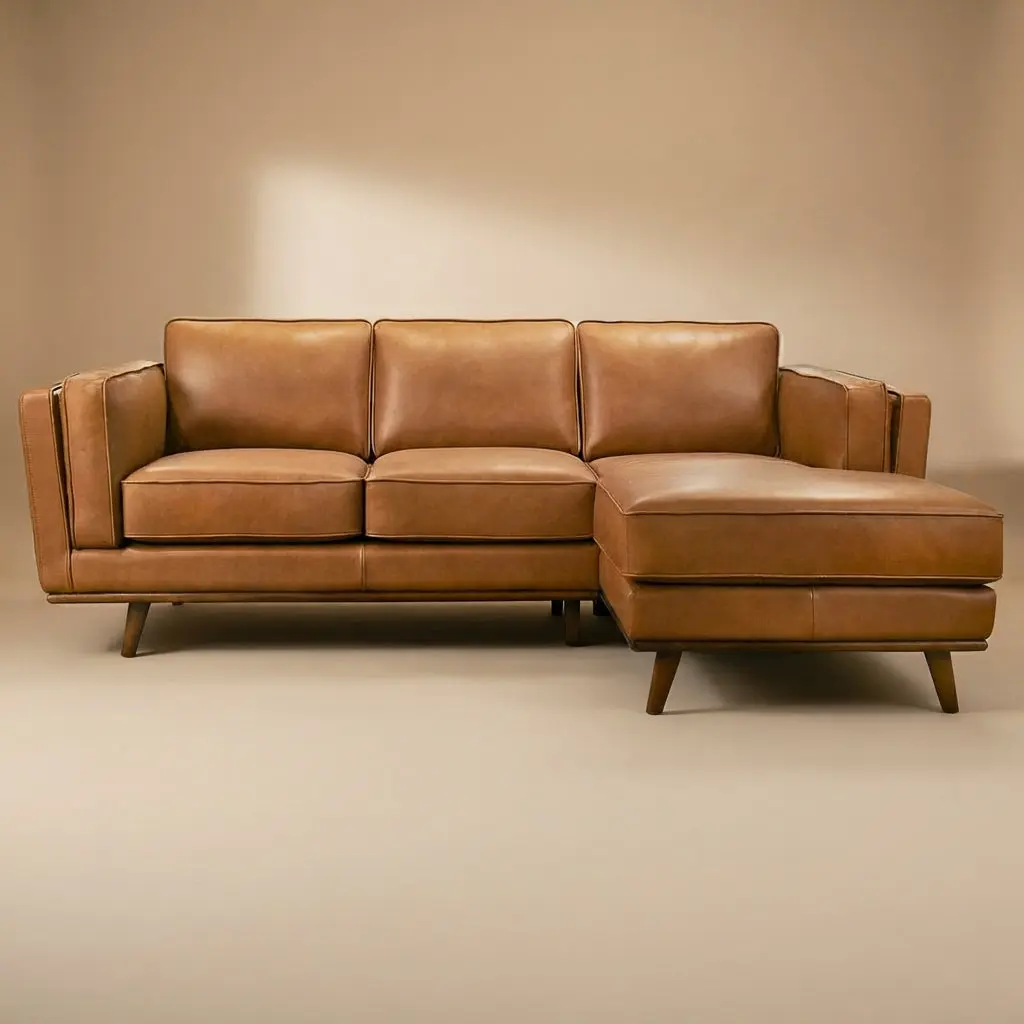 Ferre Leather Sectional Right Facing Chaise