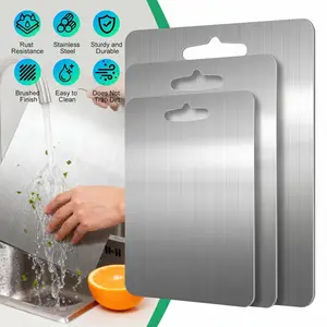 Stainless Steel Cutting Board for Kitchen, Non Toxic Metal Chopping Board Set, Dishwasher Safe & Knife-Friendly Chopping Board for Meat Vegetable Fruit (S+M+L), mothersdaygift#Summervibes