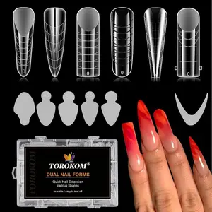 Poly Nail Extension Forms Set, 364 Pcs Dual Forms for French Nails, 6 Styles Dual Forms and Reusable Silicone Pads for Poly Gel Nail Extension