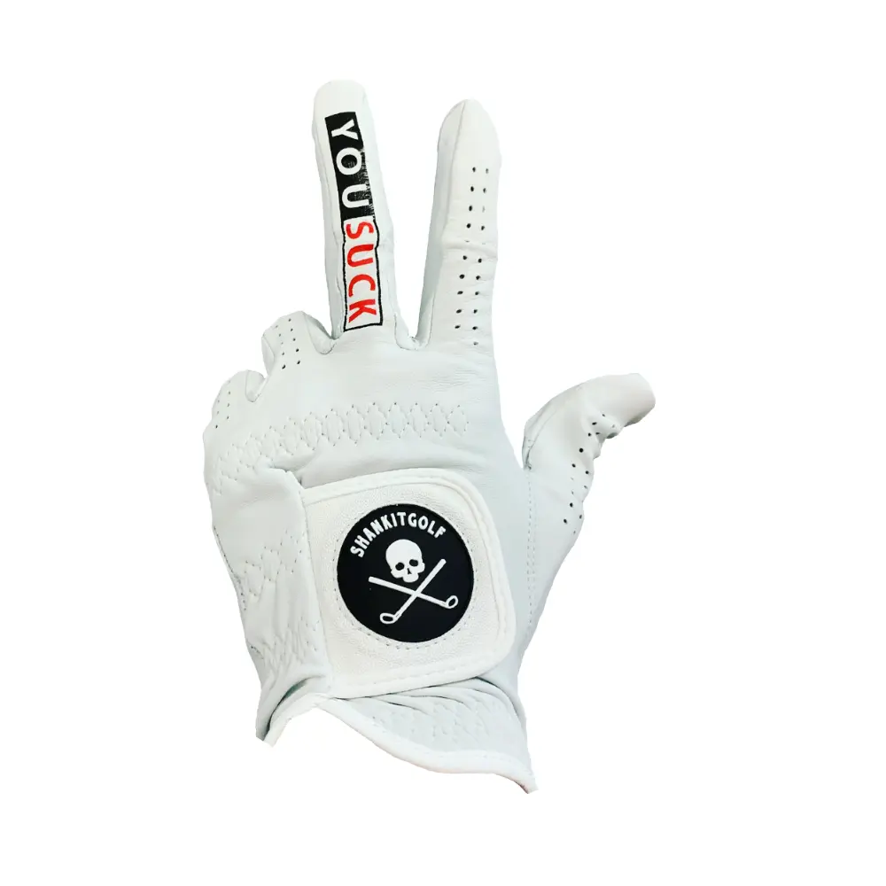 SHANKITGOLF- You Suck Golf Glove - Full Cabretta Leather Glove, Adjustable Fit, and Comfortable Design for Competition