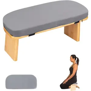 Foldable Ergonomic Bamboo Meditation Bench with Removable Cushion Wooden Kneeling Seiza Stool for Zen Yoga Prayer Floor Sitting