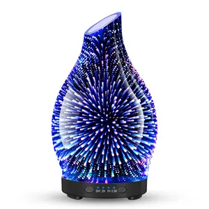 JOYOLO Essential Oil Diffuser 120ML, 3D Glass Aromatherapy Diffuser with Auto Shut-Off and 7 Color LED Lights, Ultrasonic Mist Humidifier with 4 Timer for Home Office Bedroom