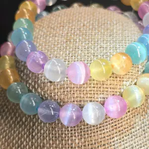 8mm Colorful Selenite Bracelet - Vibrant Beads for Stylish Accessory