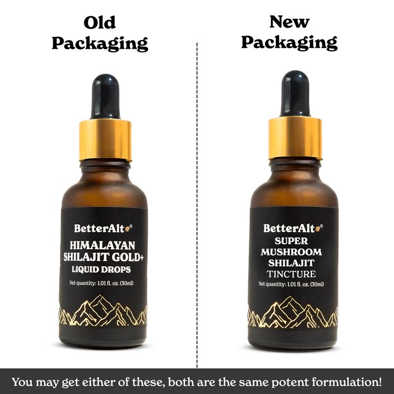 BetterAlt GOLD+ Shilajit Honey Sticks + GOLD+ Shilajit Liquid Drops | Helps Increase Energy, Stamina, Focus | 1-Month Pack