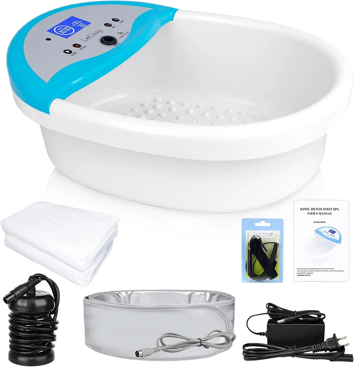 LeCuag Ionic Foot Detox Machine – Negative Ion Cleanse Foot Bath with Heating Belt & Massage, Removes Toxins, Relieves Tired Feet & Aches, Includes 100 Disposable Liners for Mess-Free Home Spa.