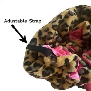 Leopard Print Teddy Bonnet, Haircare Accessory for Adults, Durable Plastic Construction, Suitable for All Hair Types