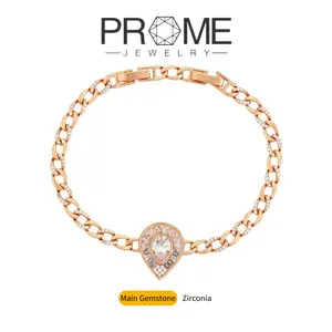(CB003)Teardrop Bracelet 5A Zircon, Copper, Vintage Elegance, Sparkling and Charming, Perfect Gift for Women