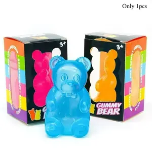 1 Pcs Gummy Bear Sensory Fidget Toys, Jelly Filled Squeeze Toys, Squishies, Soft Stress Relief, Anxiety Relief, Calming Fidget Toys for Kids Adults, Birthday Gift, Party Favor Bag Filler, No Accessories, No Battery