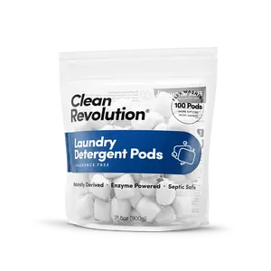 Clean Revolution Laundry Detergent Pods - 100 Fragrance-Free Pods for Light & Regular Loads - Eco-Powerful Enzyme-Powered Formula - Biodegradable & Graywater-Friendly - Made in the USA