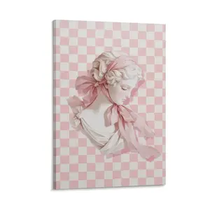 Cute Pink Poster Pink Wall Art Plaster Girl Canvas Print Girls Room Decor Canvas Poster Bedroom Decor Sports Landscape Office Room Decor Gift dopamine  decor Frames Ornaments Artistic Decoration